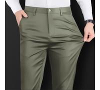 Pantalon d'été ample à taille élastique pour homme avec coupe droite pour un port confortable au bureau et en social (30 kaki)