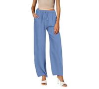 Pantalon D'été Léger en Lin pour Femme Taille Élastique avec Poche Cordon Jogging Pantalon Décontractés Unicolore Lin Et Coton Pants De Grande Taille Lâches Léger Et Respirant Jogging Pants