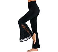Pantalon D'été pour Femme avec Fente Pantalon Décontracté Taille Haute Pantalon éger Pantalon Évasé en Dentelle Pantalon Portefeuille Pantalon De Yoga Élégant Élastique Pantalon