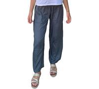 Pantalon d'été pour femme en coton et lin - Pantalon droit confortable avec maille réglable, style décontracté, vintage, tissu fin, taille adaptable, gris, Taille Unique