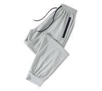Pantalon d'été pour femme en tissu de soie glacée avec cordon de serrage, poche zippée, liaison au pied, pantalon rayé pour femme, court, bleu, Gris clair., S