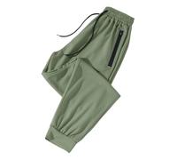 Pantalon d'été pour femme en tissu de soie glacée avec cordon de serrage, poche zippée, liaison au pied, pantalon rayé pour femme, court, bleu, Vert armée., 3XL