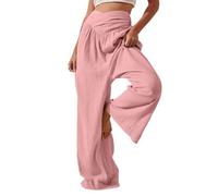 Pantalon d'été pour femme - Léger - Décontracté - Élégant - Pantalon long et ample - Couleur unie - Stretch - Confortable - Respirant - Jambes larges - Pour la plage, le quotidien et les mouvements