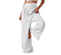 Pantalon d'été pour femme - Léger - Décontracté - Élégant - Pantalon long et ample - Couleur unie - Stretch - Confortable - Respirant - Jambes larges - Pour la plage, le quotidien et les mouvements