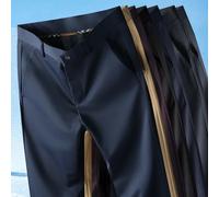 Pantalon d'été pour hommes, fin, droit, extensible, décontracté, sans Trace, sans repassage, tissu soyeux et frais, 29-42 black