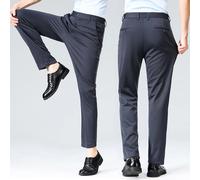 Pantalon d'été pour hommes, fin, droit, extensible, décontracté, sans Trace, sans repassage, tissu soyeux et frais, 29-42 navy blue