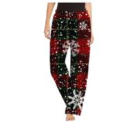 Pantalon Detente Femme,Pantalon décontracté en Flanelle pour Femme - Pantalon Long Confortable avec Motif animé Essentiel Automne Hiver idéal Noël et Loisirs (L)