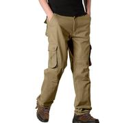 Pantalon d'extérieur léger pour homme - Coupe ample - Plusieurs poches - Pantalon de randonnée - Grandes tailles - Couleur unie - Pantalon de loisirs classique - Pantalon de travail sportif, jaune, 36