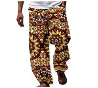 Pantalon d'extérieur pour homme - Pantalon dashiki africain - Style traditionnel - Décontracté - Vacances - Mode plage - Pantalon de travail - Stretch - Pantalon d'été, marron, S