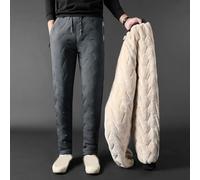 Pantalon d'hiver ample surdimensionné pour homme, doublé de polaire d'agneau, taille élastique et cordon de serrage, tissu épais en mélange de polyester adapté pour une tenue décontractée et des