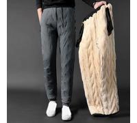 Pantalon d'hiver ample surdimensionné pour homme, doublé de polaire d'agneau, taille élastique et cordon de serrage, tissu épais en mélange de polyester adapté pour une tenue décontractée et des
