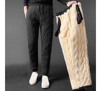 Pantalon d'hiver ample surdimensionné pour homme, doublé de polaire d'agneau, taille élastique et cordon de serrage, tissu épais en mélange de polyester adapté pour une tenue décontractée et des