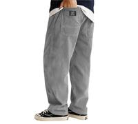 Pantalon d'hiver décontracté ample pour homme - Logo brodé - Pantalon de gardien de but rembourré, gris, 5XL