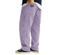 Pantalon d'hiver décontracté ample pour homme - Logo brodé - Pantalon de gardien de but rembourré, Violet clair, M