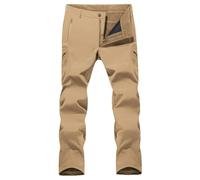 Pantalon d'hiver doublé en polaire chaude pour homme avec plusieurs poches pour entraînement, coupe-vent, randonnée, softshell, sable, M