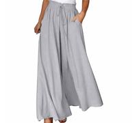 Pantalon d'hiver doublé en velours pour femmes, pantalon palazzo décontracté à jambes larges, avec cordon de serrage à la taille, pantalon doux et décontracté pour femmes, gris, XXL