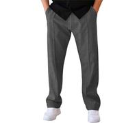Pantalon d'hiver doublé pour homme - Pantalon de loisirs long décontracté - Séchage rapide - Pantalon de loisirs doux et confortable - Coupe droite - Pantalon de sport large, gris foncé, M