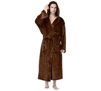 Pantalon d'hiver doux long avec cordon de serrage et capuche en couleur unie pour homme, peignoir Turin, Café, L