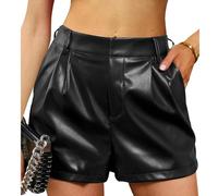 Pantalon d'hiver en Cuir PU pour Femme, Nouveau Short en Simili Cuir, Noir, M