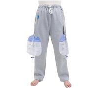 Pantalon d'incontinence pantalon de cathéter, Pantalons Zipper Patient Vêtements de Soins Aux Patients avec des Poches à Fermeture éclair à Double Fermeture à Glissière, Gris