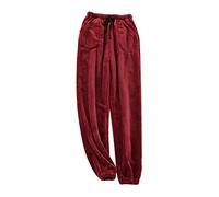 Pantalon d'Intérieur Homme Hiver : Pyjama Moelleux et Chaud, Maison Long Jambe Large, Sommeil en Peluche, Loisirs et Jogging
