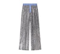 Pantalon Disco Femme Annee 80 Paillette Brillant Jambes Larges Pantalons Taille Basse Décontracté Pantalon de Soirée Cocktail Clubwear Streetwear Baggy Femmes Soirées Danse Hip Hop Pants de Noel