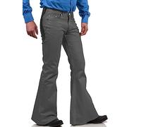 Pantalon disco pour homme, pantalon jean vintage des années 60 et 70, style à pattes d’éléphant, gris, Taille 3XL