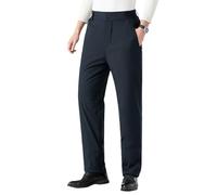 Pantalon doublé en polaire pour homme, jambe droite, pantalon habillé extensible décontracté, en flanelle chauffante, cargo chaud et léger, bleu marine, 6XL