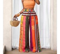 Pantalon droit à imprimé rayures de couleur printemps/été pour femme, parfait pour les vacances à la plage L,M,S,XLCoutume populaireTissu tissé