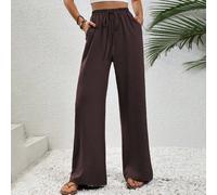 Pantalon droit à taille élastique avec cordon de serrage, style décontracté de vacances kaki, tissu d'automne pour femmes, femmes grandes Tall XS,Tall S,Tall M,Tall L,Tall XLUnicoloreÉtoffe