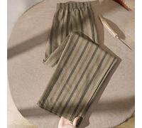 Pantalon droit à taille élastique rayé pour tous les jours, grande taille 0XL,1XL,2XL,3XL,4XLRayéTissu tissé