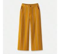 Pantalon droit à taille haute rayé beige, 3/4 longueur, mignon, style vintage rayé pour le printemps et l'été. Tenue de vacances, style français parisien L,M,S,XL,XSRayé,Motif texturéTissu tissé