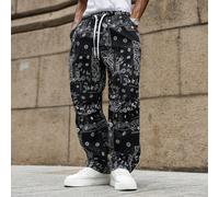 Pantalon droit ample de style académie de rue Manfinity Streetrush pour hommes. Caractéristiques : imprimé numérique tout-sur-tout de motifs cachemire, parfait pour assortir avec des looks INS, haute 
