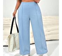 Pantalon droit de bureau bleu clair unicolore pour femmes grandes tailles, convient pour la saison de remise des diplômes, la rentrée scolaire, les tenues d'enseignants 0XL,1XL,2XL,3XL,4XLUnicoloreTis