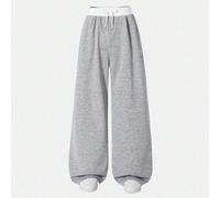 Pantalon droit décontracté à jambes larges avec ourlet à cordon de serrage 14Y,13Y,16Y,15YUnicolorePolyester