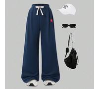 Pantalon droit décontracté à jambes larges avec ourlet à cordon de serrage 14Y,13Y,16Y,15YUnicolorePolyester