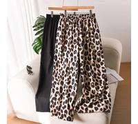 Pantalon droit décontracté en chiffon texturé grande taille 0XL,1XL,2XL,3XL,4XLImprimé léopardTissu tissé