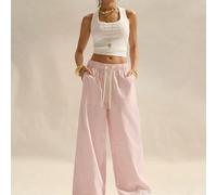 Pantalon droit décontracté polyvalent avec taille à cordon de serrage et poches, pour un port quotidien L,M,S,XL,XS,XXL,XXSUnicolore,Coutume populaireTissu tissé