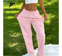 Pantalon droit décontracté pour femmes, style tout-aller noir avec design à cordon de serrage, minimaliste, confortable et respirant pour le camping et les sports extérieurs L,M,S,XL,XS,XXSUnicoloreTi