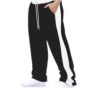 Pantalon droit en velours côtelé avec poches à cordon de serrage - Pantalon ample décontracté en polyester avec taille élastique, pantalon streetwear respirant et confortable, Noir , S