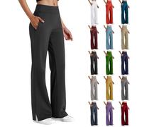 Pantalon Droit Femme Taille Haute, Pantalon Large Femme Fluide Grande Taille, Slacks De Yoga Trouser Mi Saison Décontracté Survêtement Couleur Unie Simple Slacks Avec Poches Jambe Flared Xxxxl