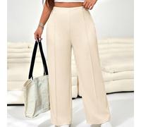 Pantalon droit minimaliste couleur abricot pour femmes grandes tailles, convient pour la saison de remise des diplômes, la rentrée scolaire, les tenues d'enseignants 0XL,1XL,2XL,3XL,4XLUnicoloreTissu 