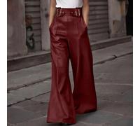 Pantalon élégant à taille haute de couleur unie pour femmes, convient pour les déplacements en été et au début de l'automne L,M,S,XL,XS,XXLUnicolorePolyester