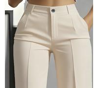 Pantalon élégant de printemps à bouton de couleur unie, fermeture éclair, poche et pli pressé L,M,S,XL,XXLUnicolorePolyester