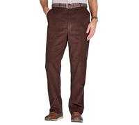 Pantalon en coton en velours côtelé avec taille supplémentaire invisible - Marron -