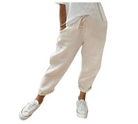 Pantalon en Coton Et Lin Femmes Pantalons en Été Pantalon Lin Toile pour Femme Léger Robe Long Leggings Élastiquée Shorts Élastique Pantacourt Ete Ample Jambe