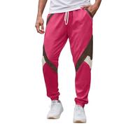 Pantalon en coton pour homme, pantalon décontracté à deux tons, taille avec cordon et poignet adapté, design confortable, idéal pour les soirées à thème et l'utilisation quotidienne, Rose Shocking