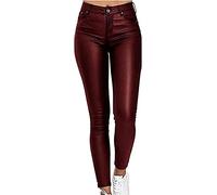 Pantalon en Cuir for Femme Pantalon Droit Coupe Slim en Similicuir Pantalon De Sport for Femme Leggings Skinny Stretch Taille Haute Pantalon en Similicuir Noir Pantalon en Cuir PU Pantalon (Color : R