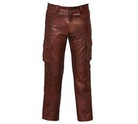 Pantalon en cuir Homme Punk Slim Fit PU Cuir artificiel Biker Pantalon Automne Hiver Décontracté Rétro Gothique Punk Moto Cuir Pantalon Cargo en cuir noir pour hommes, Marron (03), 5XL