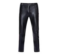 Pantalon en cuir verni effet mouillé pour homme - Pantalon de loisirs - Coupe ajustée - Pantalon de costume en cuir synthétique - Avec pli métallique - Legging érotique - Pour fête à thème - Clubwear